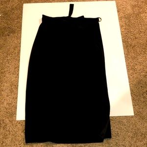 Women’s Wrap Skirt, Black, Velvety, Botton, Slip Clasp, Decorative Belt, Stretch